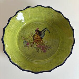 Tracy Porter Stonehouse Farm Collection Scalloped Bowl Painted Hen Chicken 10"